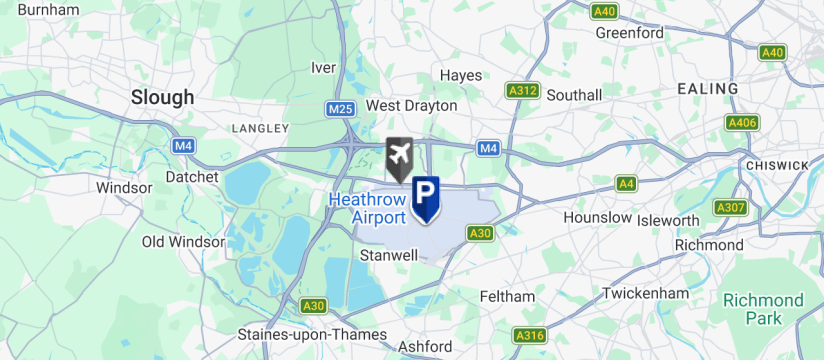 Parkair 24/7 with Premium Wash, Heathrow Airport map